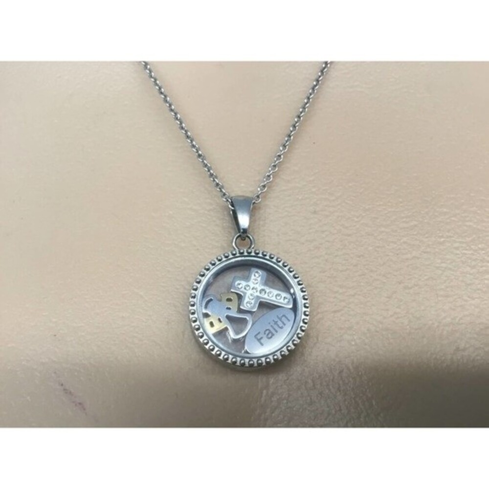 Floating Cross Faith Angel Necklace